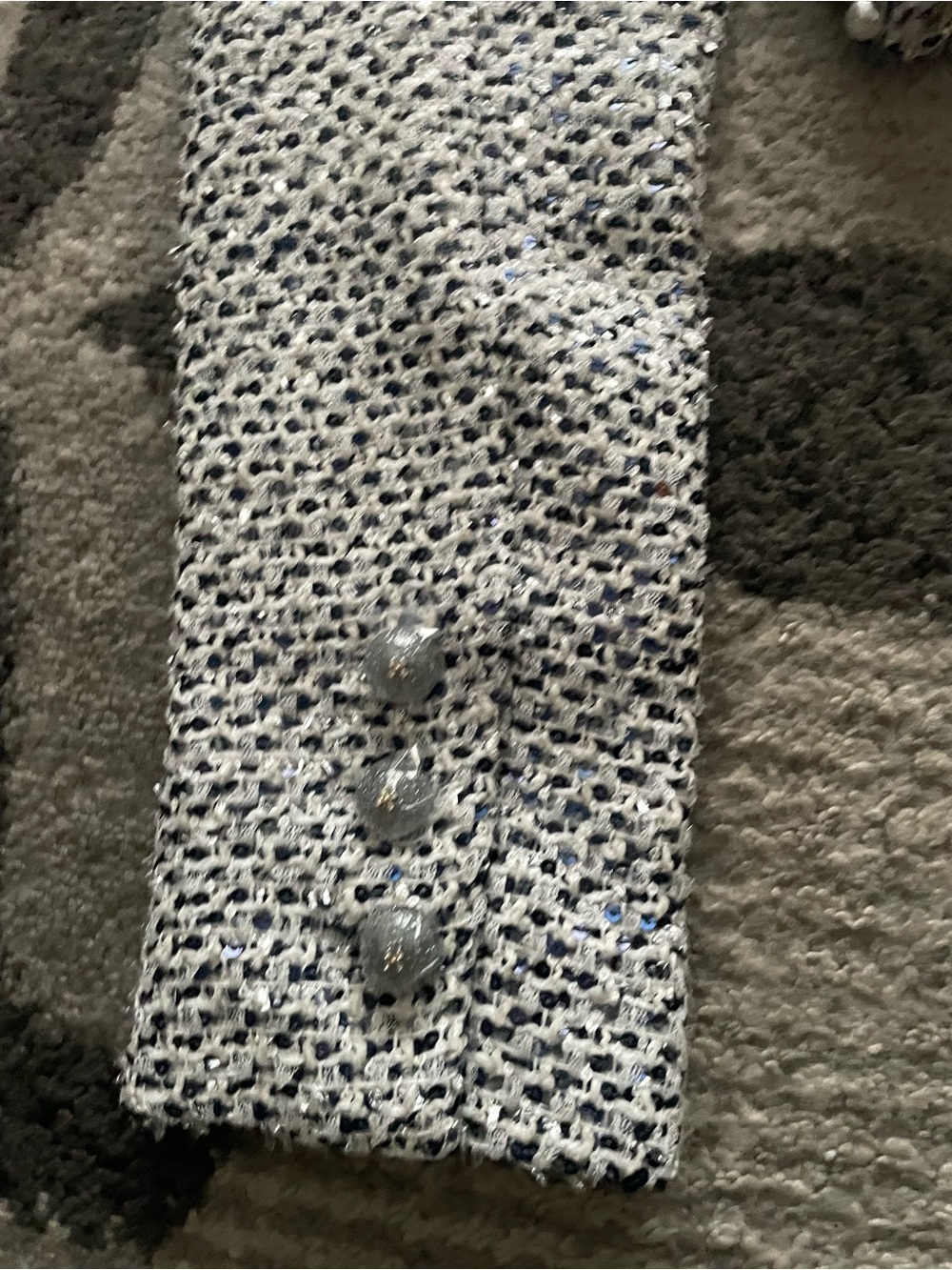 CHANEL Light Gray Bouclé Tweed Jacket with Braided Trim - Picture 8 of 9